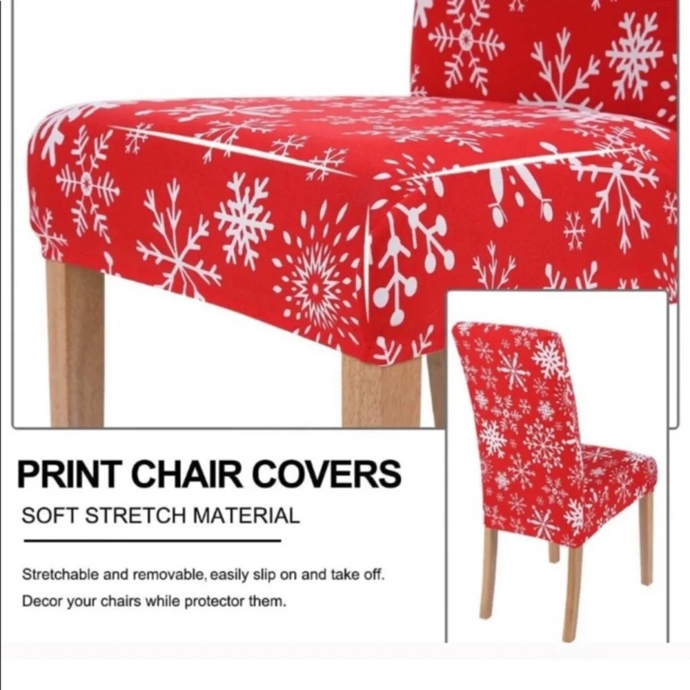 4 Pack Printed Dining Chair Covers Christmas